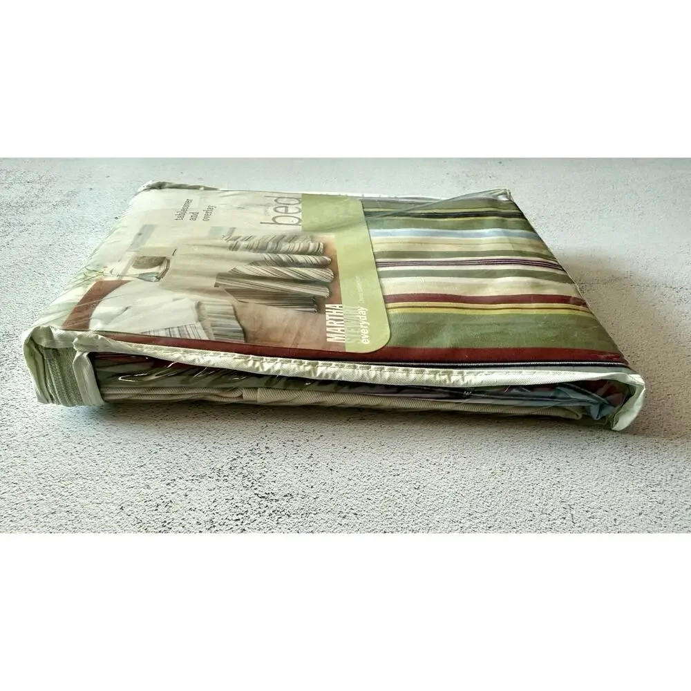 Vintage Martha Stewart Round Tablecloth and Overlay Striped Chino 100% Cotton